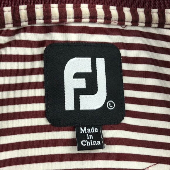 FootJoy Mens Polo Shirt Large Short Sleeve Striped Casual Classic Travel Red - Picture 3 of 13
